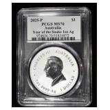 2025-P AUSTRALIA 1 OZ .999 SILVER PCGS MS70