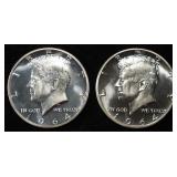 (2) 90% SILVER 1964 KENNEDY HALF DOLLARS PROOF BU