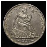 1873 SEATED LIBERTY HALF DOLLAR AU/BU
