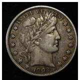 1902 BARBER HALF DOLLAR XF