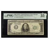 1934A $500 FEDERAL RESERVE NOTE CHICAGO PMG VF-35