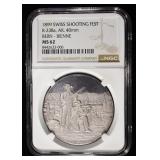 1899 SWISS SHOOTING BERN-BIENNE SILVER NGC MS-62