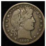 1899 BARBER HALF DOLLAR FINE