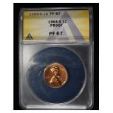 1968-S MEMORIAL CENT ANACS PF67
