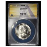 1965 KENNEDY HALF DOLLAR ANACS MS66