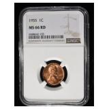 1955 WHEAT CENT NGC MS66 RD