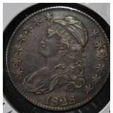 1828 CAPPED BUST HALF DOLLAR CH AU