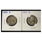 1932-D&S 90% SILVER WASHINGTON QUARTER