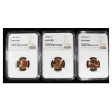 1955-D, 1957-D & 1958 WHEAT CENT NGC MS66 RD