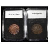 1825 & 1827 CORONET HEAD LARGE CENTS