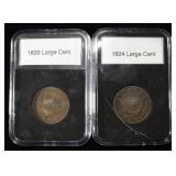 1820 & 1824 CORONET HEAD LARGE CENTS