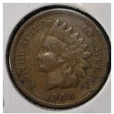 1908-S INDIAN HEAD CENT VF