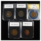 (5) BRAIDED HAIR LARGE CENTS