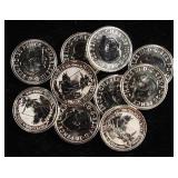 (10) 1/10TH OZ .999 SILVER ROUNDS
