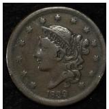 1839 LARGE CENT VF