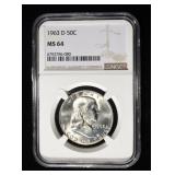 1963-D FRANKLIN HALF DOLLAR NGC MS64