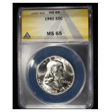 1960 FRANKLIN HALF DOLLAR ANACS MS65