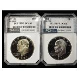 (2)1971-S SILVER IKE $1 PCI PERFECT GEM PROOF DCAM