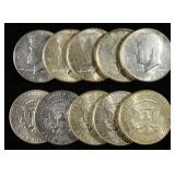 (10) 90% SILVER KENNEDY HALF DOLLARS