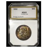 1952 FRANKLIN HALF PCI GEM BU FULL BELL LINES