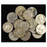 (20) 90% SILVER WASHINGTON QUARTERS