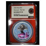 2026 NIUE 1 OZ SILVER MERMAID PINK NGC REV PF-70