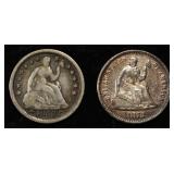 1853 & 1872 SEATED LIBERTY HALF DIMES