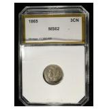 1865 3 CENT NICKEL PCI CH BU