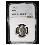 1959 JEFFERSON NICKEL NGC MS67