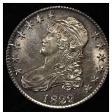 1829/7 CAPPED BUST HALF DOLLAR CH BU