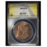 1881-O MORGAN DOLLAR ANACS AU50