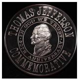 THOMAS JEFFERSON 5 OZ .999 SILVER ROUND