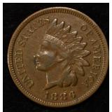 1886 T-2 INDIAN CENT VF/XF