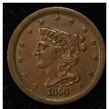 1856 HALF CENT AU SCRATCHES