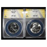 1959 & 1963 FRANKILIN 50C ANACS PF68 & MS65