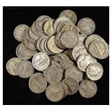 (50) 90% SILVER MERCURY DIMES