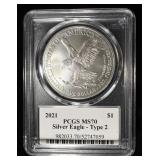 2021 AMERICAN SILVER EAGLE TYPE2 PCGS MS70