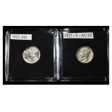 1923 FB & 1927-S AU MERCURY DIMES