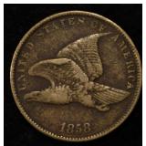 1858 FLYING EAGLE CENT VF/XF