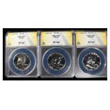 1960  & (2) 1962 FANKLIN 50C ANACS PF64 & PF66