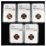 1995-D & (4) 1995 MEMORIAL CENTS NGC MS66-67 RD