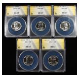 1960, 63-P&D & 64-P&D WASHINGTON 25C ANACS MS63-64