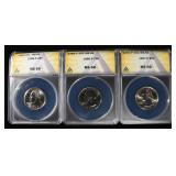 1986-P, 97-P & 98-D WASHINGTON 25C ANACS MS66