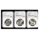 (3) 1963-D FRANKLIN HALF DOLLARS NGC MS64
