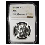 1965 SMS KENNEDY HALF DOLLAR NGC MS67