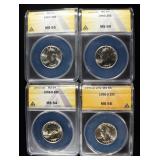 1955-D, 58-D, 60 & 63 WASHINGTON 25C ANACS MS64-65