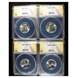 1947, 48-S, 51 & 55-D WASHINGTON 25C ANACS MS64-65