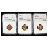 1937-D, 39 & 95 LINCOLN CENTS NGC MS66RD