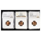 1946-S, 54-S & 55-S WHEAT CENTS NGC MS66RD