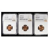 1944-D, 56-D & 58-D LINCOLN CENTS NGC MS66 RD